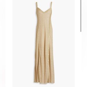 Missoni button detailed metallic crochet knit maxi dress gown 42 NWT